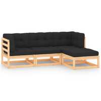  4 Piece Garden Lounge Set with Cushions Solid Pinewood