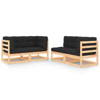  4 Piece Garden Lounge Set with Cushions Solid Pinewood
