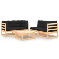  5 Piece Garden Lounge Set with Cushions Solid Pinewood