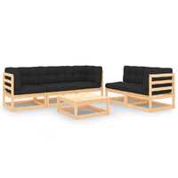  6 Piece Garden Lounge Set with Cushions Solid Pinewood