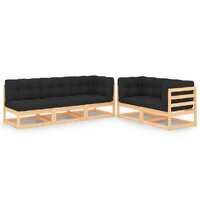  5 Piece Garden Lounge Set with Cushions Solid Pinewood