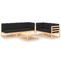  6 Piece Garden Lounge Set with Cushions Solid Pinewood