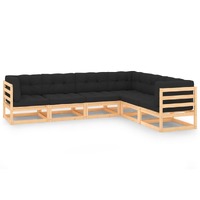  6 Piece Garden Lounge Set with Cushions Solid Pinewood