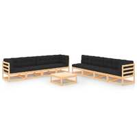  9 Piece Garden Lounge Set with Cushions Solid Pinewood