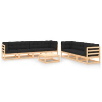  8 Piece Garden Lounge Set with Cushions Solid Pinewood