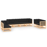  8 Piece Garden Lounge Set with Cushions Solid Pinewood