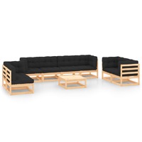  9 Piece Garden Lounge Set with Cushions Solid Pinewood