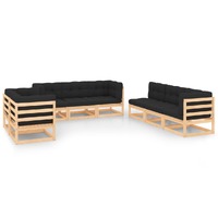  8 Piece Garden Lounge Set with Cushions Solid Pinewood