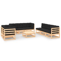  9 Piece Garden Lounge Set with Cushions Solid Pinewood