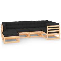  6 Piece Garden Lounge Set with Cushions Solid Pinewood