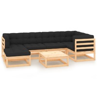  7 Piece Garden Lounge Set with Cushions Solid Pinewood