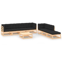  8 Piece Garden Lounge Set with Cushions Solid Pinewood