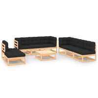  9 Piece Garden Lounge Set with Cushions Solid Pinewood