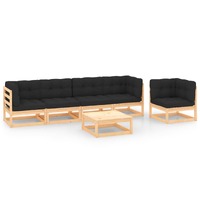  6 Piece Garden Lounge Set with Cushions Solid Pinewood