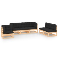  6 Piece Garden Lounge Set with Cushions Solid Pinewood