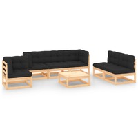  7 Piece Garden Lounge Set with Cushions Solid Pinewood