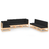  7 Piece Garden Lounge Set with Cushions Solid Pinewood