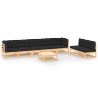  8 Piece Garden Lounge Set with Cushions Solid Pinewood