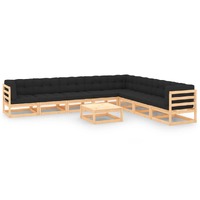  9 Piece Garden Lounge Set with Cushions Solid Pinewood