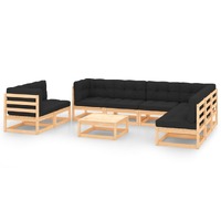  9 Piece Garden Lounge Set with Cushions Solid Pinewood