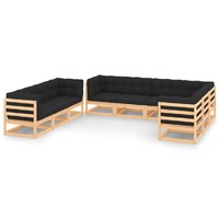  9 Piece Garden Lounge Set with Cushions Solid Pinewood