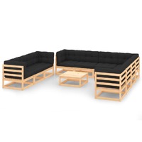 11 Piece Garden Lounge Set with Cushions Solid Pinewood