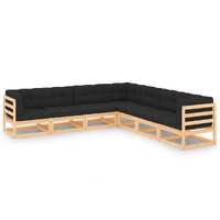  7 Piece Garden Lounge Set with Cushions Solid Pinewood