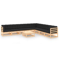  9 Piece Garden Lounge Set with Anthracite Cushions Pinewood