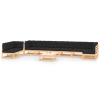  10 Piece Garden Lounge Set with Anthracite Cushions Pinewood
