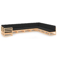  10 Piece Garden Lounge Set with Anthracite Cushions Pinewood