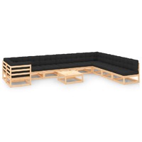  11 Piece Garden Lounge Set with Anthracite Cushions Pinewood