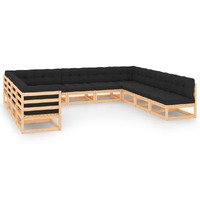  11 Piece Garden Lounge Set with Anthracite Cushions Pinewood