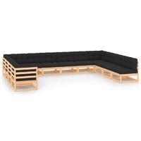  12 Piece Garden Lounge Set with Anthracite Cushions Pinewood