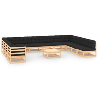  13 Piece Garden Lounge Set with Anthracite Cushions Pinewood