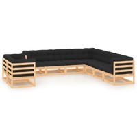  9 Piece Garden Lounge Set with Anthracite Cushions Pinewood