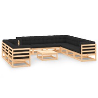  11 Piece Garden Lounge Set with Anthracite Cushions Pinewood