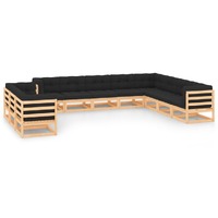  11 Piece Garden Lounge Set with Anthracite Cushions Pinewood