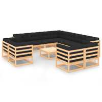  12 Piece Garden Lounge Set with Anthracite Cushions Pinewood