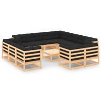  13 Piece Garden Lounge Set with Anthracite Cushions Pinewood