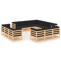  13 Piece Garden Lounge Set with Anthracite Cushions Pinewood