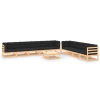  10 Piece Garden Lounge Set with Anthracite Cushions Pinewood