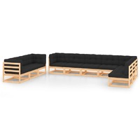  10 Piece Garden Lounge Set with Anthracite Cushions Pinewood
