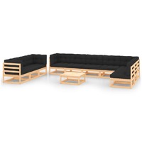  11 Piece Garden Lounge Set with Anthracite Cushions Pinewood