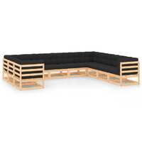  10 Piece Garden Lounge Set with Anthracite Cushions Pinewood