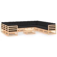  11 Piece Garden Lounge Set with Anthracite Cushions Pinewood
