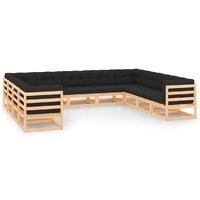  11 Piece Garden Lounge Set with Anthracite Cushions Pinewood