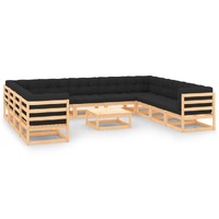  12 Piece Garden Lounge Set with Anthracite Cushions Pinewood