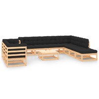  11 Piece Garden Lounge Set with Anthracite Cushions Pinewood