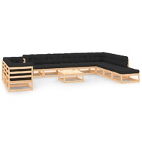  12 Piece Garden Lounge Set with Anthracite Cushions Pinewood
