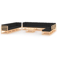  13 Piece Garden Lounge Set with Anthracite Cushions Pinewood